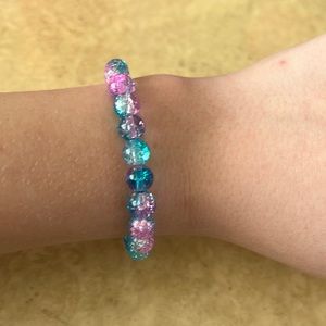 Pink and blue handmaid crystal bracelet